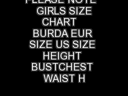 Girls Size Chart Us