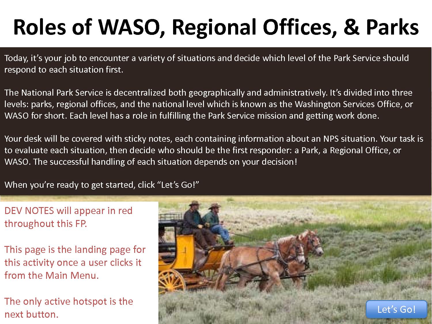 Roles of WASO, Regional Offices, & Parks